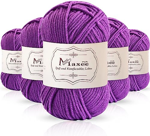 Maxee 250g(50gx5) Handstrickgarn Multicolor, Acryl Garn zum Stricken, Weicher Wolle zum Häkeln und Kunsthandwerk, Hand Knitting Garn zum Häkeln, Schals für Strickanfänger, Erfahrene Stricker