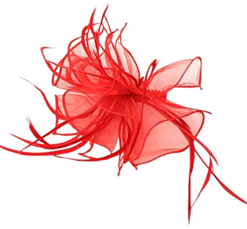 Topkids Accessories Fascinator / Fascinator mit Schleife und Federn, für Mädchen, Frauen, Rot