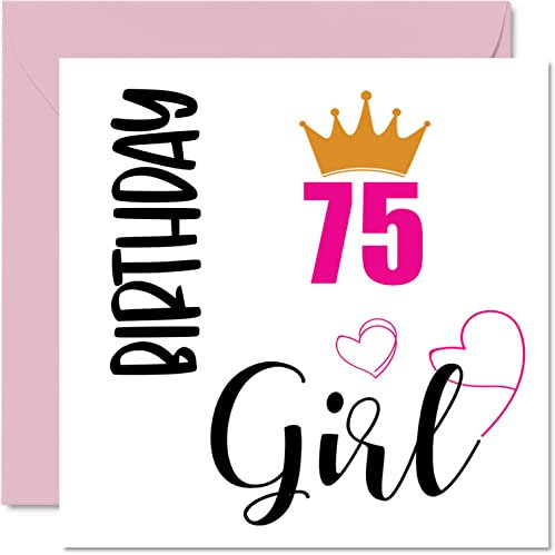 Stuff4 Geburtstagskarte zum 75. Geburtstag für Frauen – Geburtstagskarten für 75 Jahre alte Frau, Großmutter, Stiefmutter, Tante, 145 mm x 145 mm, Seventy-Five-Five-Five-Bday-Grußkarten, Geschenk