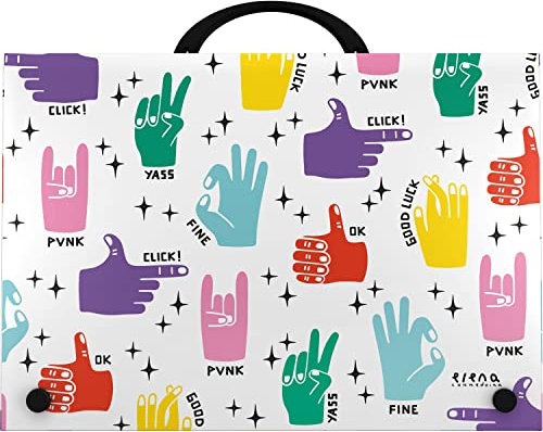 Grafoplás Elena Corredoira, Hände Schulkoffer, bunt