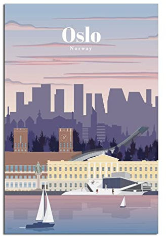 Vintage Norwegen Oslo Reiseposter Leinwand Wandkunst Poster Dekor Malerei Poster