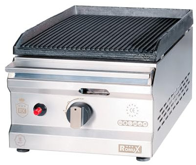 Romux® - Plancha Hierro a Gas Ranurada 30 cm Sobremesa | Plancha Industrial para Hostelería de Calentamiento Rápido para un Cocinado Profesional