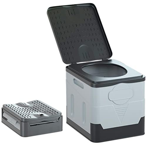 WC portatile per campeggio, WC di emergenza pieghevole per esterni, con coperchio, vasino portatile, sedile WC da campeggio, per escursionismo, campeggio, barca, auto, viaggi (grigio)