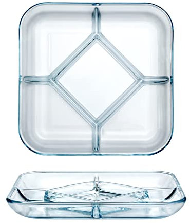 NUTRIUPS panneau de séparation en verre assiette à manger en verre avec compartiments panneau carré en verre panneau de compartiment en verre panneau partiel en verre (25 CM Square GT)
