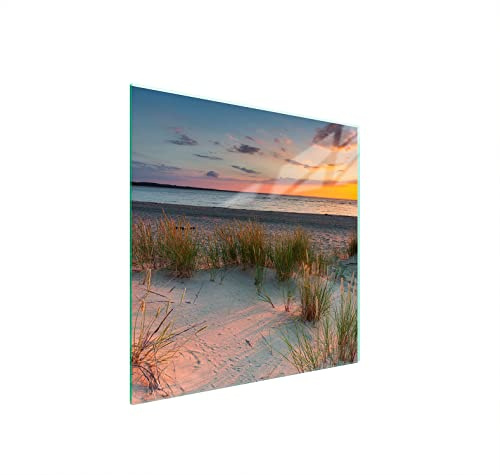 DarHuas Herdabdeckplatte 50x52 cm 1-teilig Ceranfeldabdeckung Induktion Herdschutz Spritzschutz Glasplatte Deko Schneidebrett, Strand Sonne