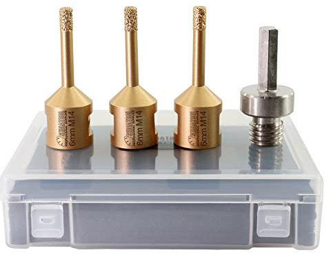 SHDIATOOL Diamond Core Drill Bit,Hole Saw Cutter 6/6/6MM and HEX Shank Adapter for Concrete Granite Marble Porcelain Tile Masonry Brick,4PCS