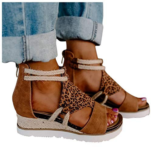 riou Sandalias Mujer Plataforma Esparto Verano Plateau Alpargatas Cuña Casual Sandalias Plateau Piscina Playa Antideslizantes Zapatos Bohemias Casual Roma Estilos ligeras para exteriores