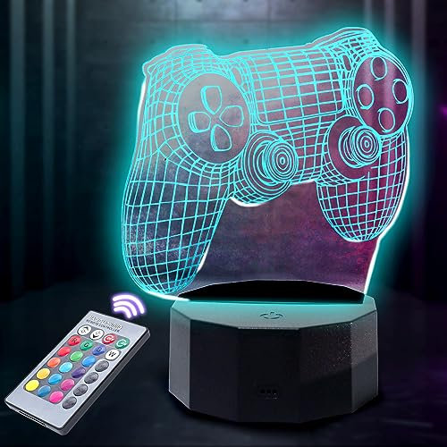 SUNLUXLED Gamepad Night Light for Kids, 3D Illusion Night Lamp with 16 Colors Change for 5-9 Year Old Kids Girls, Birthday Gift for Present Room Decorations with Remote Control