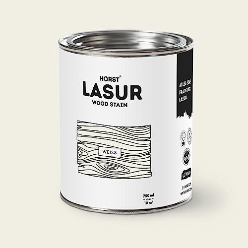 HORST Holzlasur – nachhaltige & umweltfreundliche Lasur (100% natürlich) für innen & außen - optimaler Schutz, geruchsneutral & wetterfest – Weiß - 0.75 Liter
