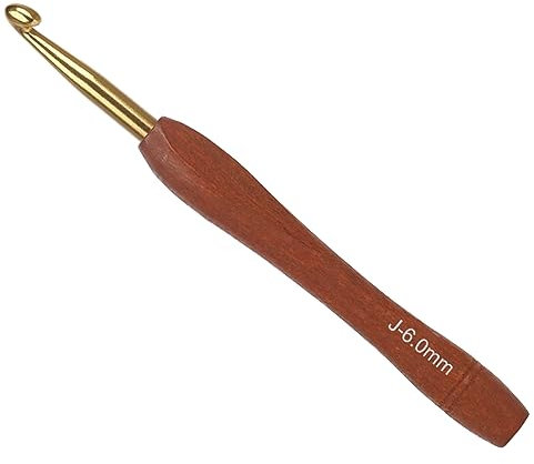 Aeelike Häkelnadel Holz 6,0 mm, Ergonomische Häkelnadel Set Holzgriff für Arthritische Hände, Langlebige Häkelnadeln Set Crochet Hook Set, Glatte Aluminiumoxid-Häkelnadel für Häkeln Schals, Pullover