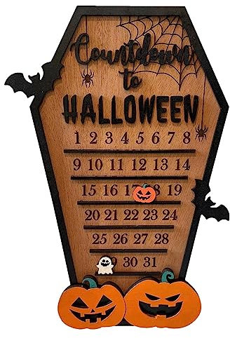 Halloween Adventskalender Holzblock | 31 Tage Zahl DIY bewegliche Holzblöcke | Handgemachte Sarg Tischdekorationen, Urlaub Ornament für Zuhause Halloween Dekor