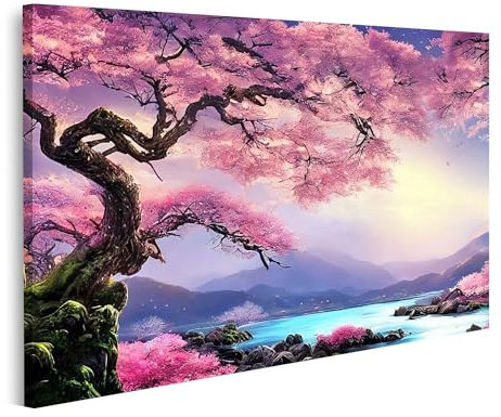 islandburner Quadro su Tela Bella D Natura Paesaggio Wallpaper Parco Giapponese Albero di ciliegio in Fiore JDPU Quadri Stampe Immagini Murale Decorazione da Parete