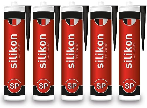 Sanitär-Silikon 310 ml Kartusche schwarz, Fugendichtmasse für Bad, Dusche, Küche, wasserfest mit Schutzeffekt, Schimmelresistent, UV- und witterungsbeständig (5)