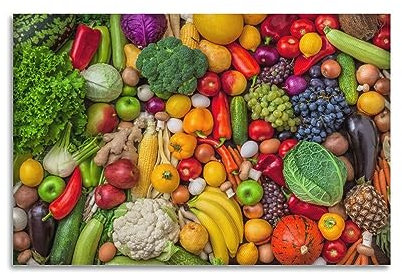 Gourmet-Poster mit frischem Obst und Gemüse für Esszimmer, Küche, Wandkunstdruck, Retro, ästhetische Raumdekoration, Bürodekorationen, 30 x 45 cm, ungerahmt