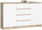 AKORD Kommode K 160 cm | 4 Schubladen und 2 Türen |für Wohnzimmer Schlafzimmer Schrank Wohnzimmer | Modernes Funktionelles Design | Schichtstoffplatte 16 mm | Farbe Sonoma/Weiß