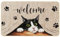 Welcome Cat Door Mat, Funny Cat Footprint Non Slip Entrance Floor Mat, Family Cat Decoration Indoor and Outdoor Entrance Mat 29 x 17 Inch Rubber Kitchen Doormat for Indoor Outdoor Holiday Decoration