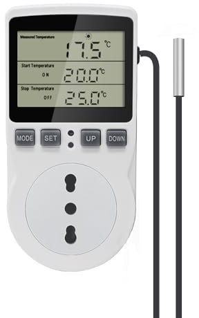 KT3100 Termostato Digitale Presa Terrario Regolatore di Temperatura Spina di Uscita 230V 16A Riscaldamento Raffreddamento Termostato Regolatore
