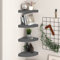 IKAYAA 4 Stk Eck-Schweberegale Wand-Eckregal Eck-Wandregale Hochglanz-Grau Schwebende Wandregal 25 x 25 x 3.8 cm Regal MDF Regalbrett Hängeregal Wandregale Wandboard für Wohnzimmer Schlafzimmer Flur