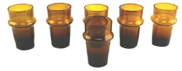 ARTIGIANATO VULCANO Lot de 6 verres marocains en verre beldi' caramel brun