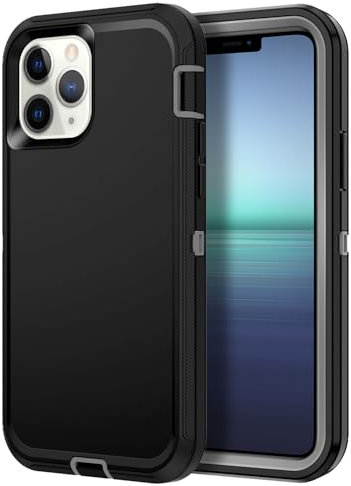 I-HONVA for iPhone 11 Pro Case Shockproof Dust/Drop Proof 3-Layer Full Body Protection [Without Screen Protector] Rugged Heavy Duty Cover Case for Apple iPhone 11 Pro 5.8 Inch,Black/Grey