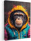 MuchoWow© Impression sur Toile Peinture 50x70 cm Tableau Mural Decoration Salon Reproductions de Tableaux Murale Moderne Graffiti - Chimpanzé - Manteau - Singe - Peinture - Banksy