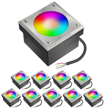 ledscom.de 10x LED Pflasterstein NEOLUM für außen, IP67, eckig, 10 x10cm, inkl. GX53 RGB Leuchtmittel, 670lm, Smart Home