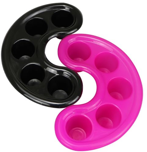 Finegear 2 Pcs Nail Soak Off Bowl Acetone Acrylic Remover Kit Nail Art Tips Hand Soak Bowl Tray Manicure Soaking Remover Tool, Black & Pink