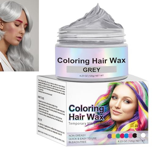 Cera Gris del Color del Pelo Temporal - Tinte para Mujer y Hombre - Lavable y de Color para el Cabello
