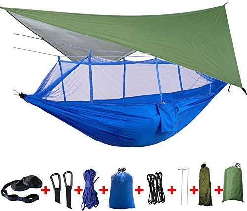 Hängematte 2 Personen Rainfly Tarp Cover Hängebett Camping Hängemattenzelt mit Moskitonetz für Outdoor-Reisen für Rucksacktouren Camping