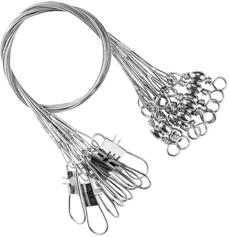 AMYSPORTS Freshwater Wire Fishing Leader Stainless Heavy Duty Wire Leader Fishing Saltwater Rigs Leaders Fishing Steel White Nickel #5 60lb 11.8in 30pcs