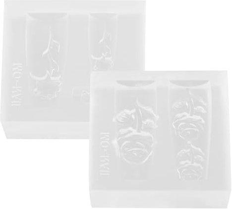 TEHAUX 2pcs 3D Silicone Nail Art Mold, Flowers Nail Decorative Mould Carving Mold Nail Art Making Tools for Nail Craft Jewelry Decoration White