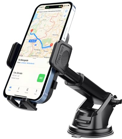 Elitecran Support Téléphone Voiture, Rotatif à 360 Degrés & Un Bouton de Libération Accroche Telephone Voiture, Porte Téléphone Voiture Ventouse pour Tableau de Bord Pare-Brise