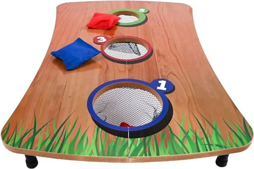 Bean Bag Toss Game Garden Outdoor Foldable Wooden Board Set Family Fun Game