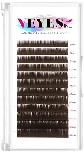 VEYES INC Brown Lash Extensions 0.03-0.07 C/CC/D Curl 8-16mm Mixed Length Volume Eyelashes Tray, Professional Supplies for Lash Techs (0.05 CC 8-16mm Brown)