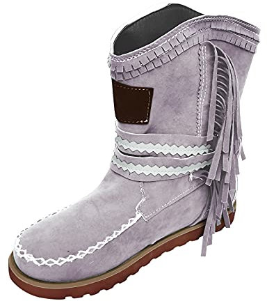 Generico Appartamenti di per Le Donne Stivali Scarpe Piattaforma Stivali da Cowboy da Donna Stivali per Stivali da Donna Stivali Gambale 40cm (Grey, 42)