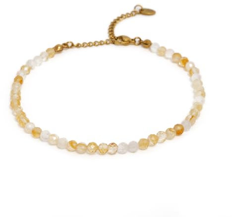 BERGERLIN Bracelet de cheville en citrine jaune - Bracelet de cheville jaune facetté - Or - XS-S