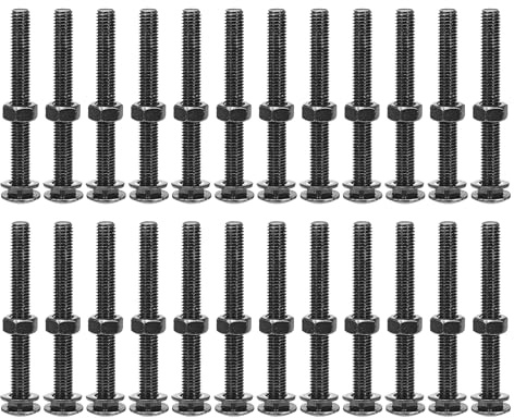 sourcing map M8x75mm Square Neck Carriage Bolts with Nuts & Washers, 25Set 304 Stainless Steel Round Head Square Neck Coach Bolt Screws, Black