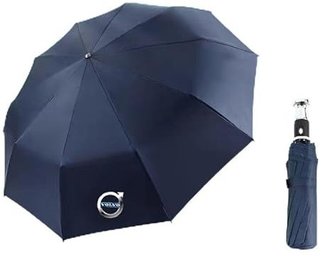 ZCQZSD Auto Automatik Taschenschirm für Volvo EC40,Teflonbeschichtung Regenschirm Sturmfest Portable Umbrella for Travel für Damen und Herren Auto Zubehör,10 Skeleton-Blue