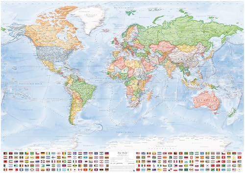J.Bauer Karten Weltkarte (Politisch), Poster 140 x 100 cm, deutsch, Stand 2025