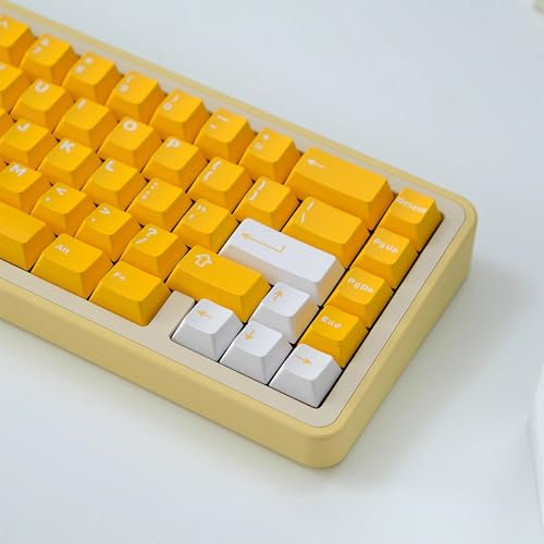 136 Keys Doubleshot Keycaps Cherry Profile Yellow Keycap Set Fit for 61/64/87/104/108 Cherry Mx Switches Mechanical Keyboard