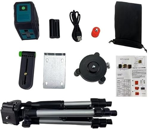 Anesty Green Laser Level Kit, Self Leveling Laser Levels Rechargeable Cross Line Laser Level with Tripod, Rotary Stand, L Magnetic Bracket, Adapter, Carry Bag etc