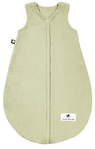 Julius Zöllner Musselin Sommerschlafsack lime, Größe 80 | aus weicher Musselin Baumwolle, sicher und schadstoffgepüft, ideal für warme Sommernächte