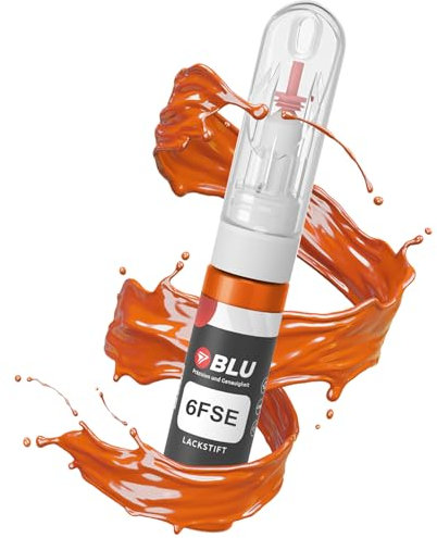 BLU Lackstift Auto kompatibel für Ford 6FSE Orange Electric ORANGE | Auto Lack Reparatur 2in1 Ausbesserungslack Pinsel + Nadel