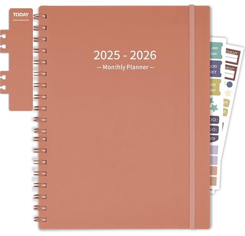 Agenda mensile 2025-2026 (19,1 x 24,8 cm), luglio 2025-dicembre 2026, calendario 18 mesi, agenda accademica annuale 2025 con segnalibro e tasca, perfetto per la scuola, carta da 120 g/m², rosa