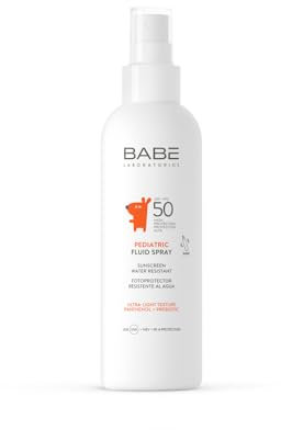 Laboratorios Babé PEDIATRIC FLUID SPRAY SPF 50 Kinder-Sonnenschutzspray, UVB-Schutz, ideal für Babys und Kinder mit empfindlicher Haut, wasserdicht
