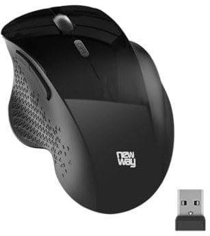 NEWWAY NM255 – Souris sans Fil 2.4GHz WiFi avec Récepteur USB Ergonomique - DPI 4000 - Silencieuse 95% de Réduction du Bruit - 6 Boutons - pour PC, Ordinateur Portable, Mac et Linux (Noir)
