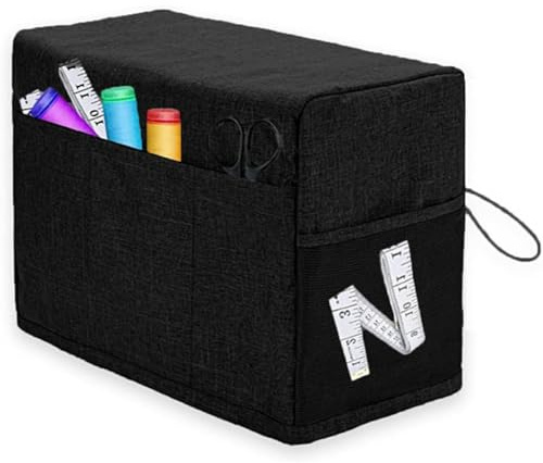 Abdeckhaube für Nähmaschinen,Nähmaschinenabdeckung Anti-Staub mit Taschen Staubschutzhülle Kompatible Abdeckung,Staubschutz, für die meisten Standard-Nähmaschinen (Schwarz)