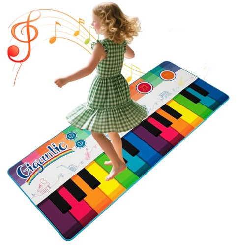 COSTWAY Tappetino Musicale, 24 Tasti Tappeto Pianoforte con 8 Suoni, Giocattolo Educativo per Bambini 1+ Anno, Regalo per Ragazzi (181 x 73 cm)