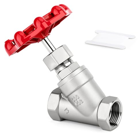 ERGAOBOY Heavy Duty Globe Valve, 3/4 BSP 304 Stainless Steel Female x Female Thread Rotary Sluice Valve with Wheel Handle for Water Oil Gas 600WOG