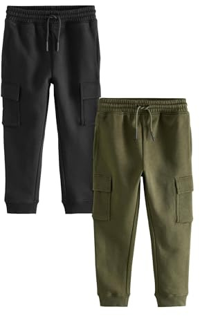 NEXT Jungen Slim Fit Cargo-Jogginghose, 2er Pack Black/Green Numeric_122
